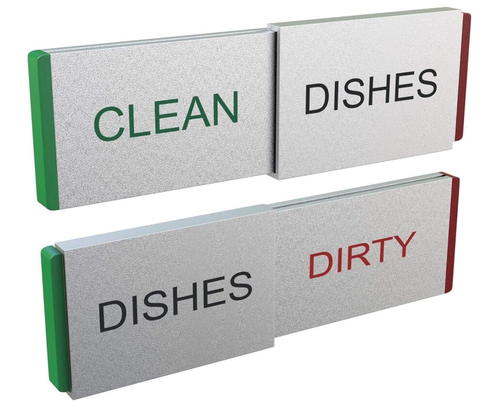 Dishwasher Magnet Clean Dirty Dishes Aluminum Sign Adhesive by Glide Signs - GUC